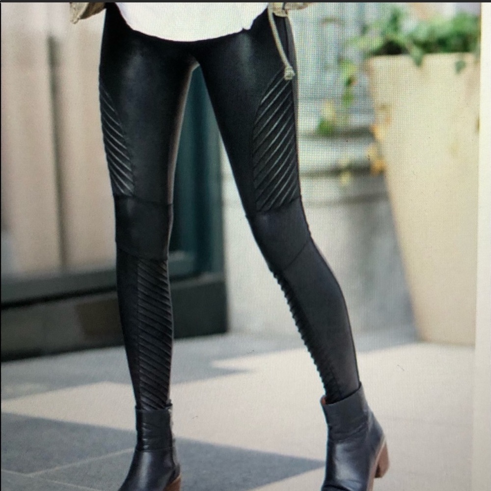 SPANX faux leather black Moto leggings SMALL